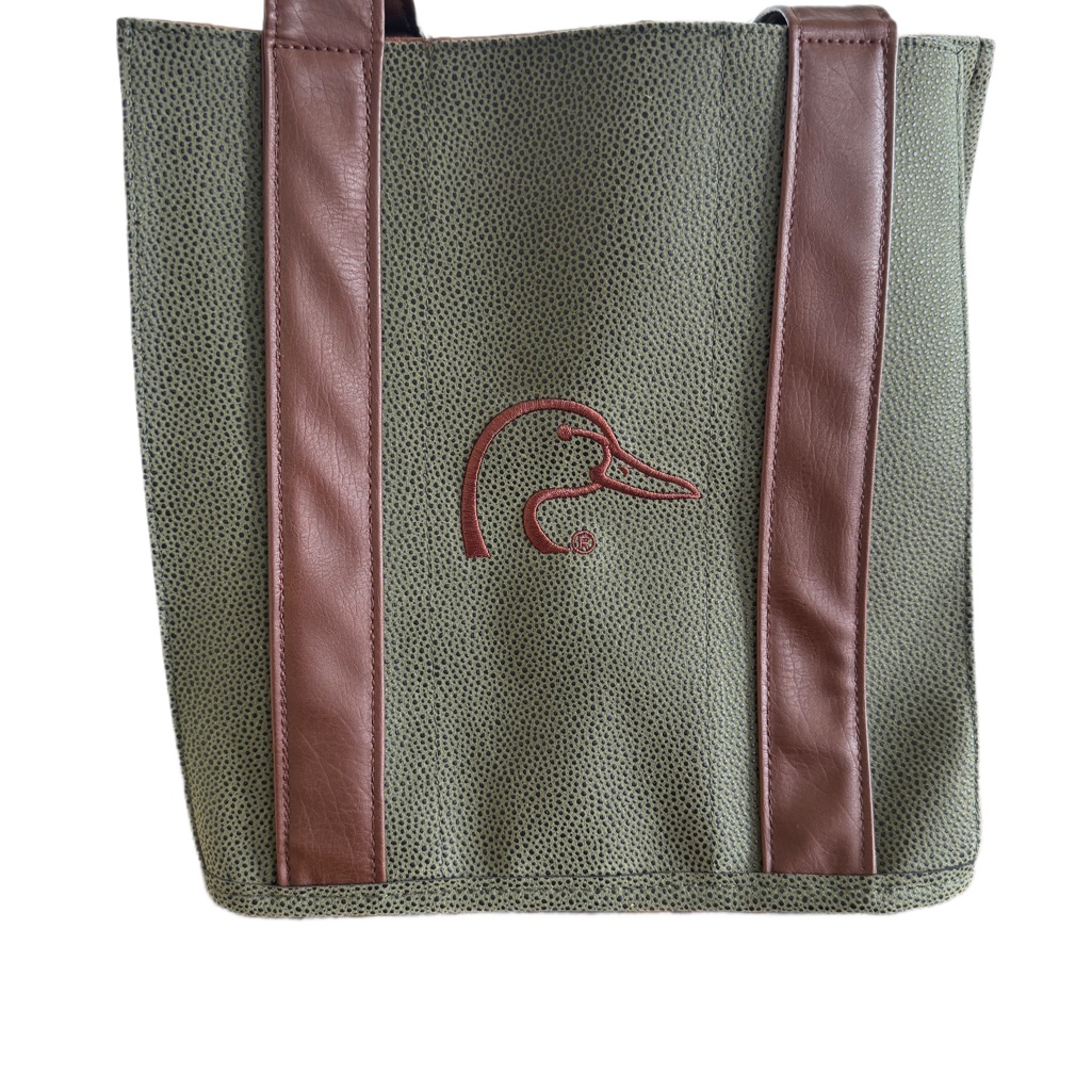 Bags Ducks Unlimited Millwood Green And Brown Wine Leather Tote Bag 11 X 12